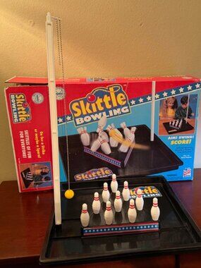 Vintage Skittle Bowling Game Marx Toys USA Complete Tabletop Bowling Set